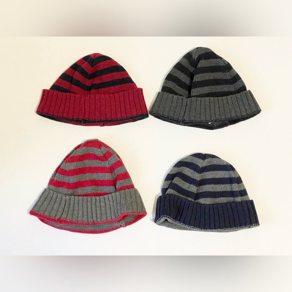 Lot of Four Boys Cherokee Striped Winter Beanie Hats